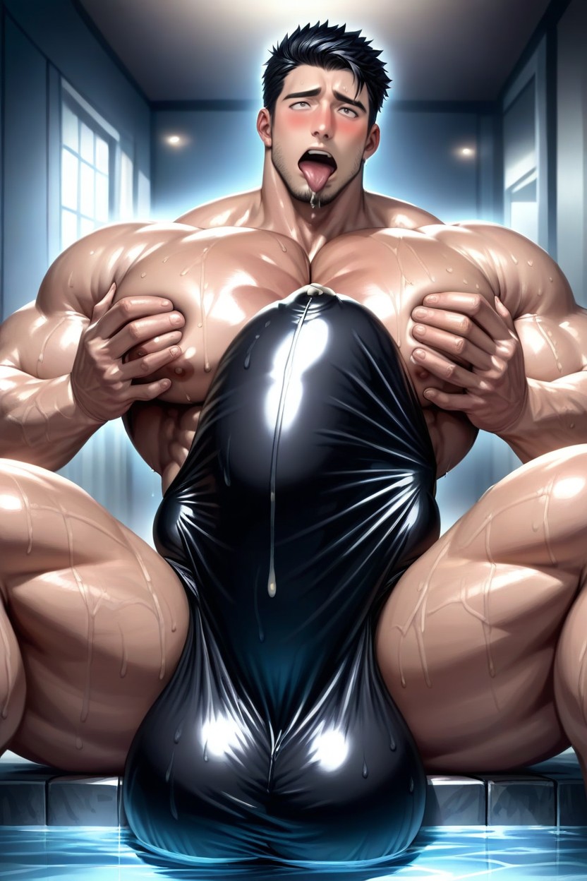 K, Fully Upright Hyper Bulge, Photorealistic AI Gay Porn