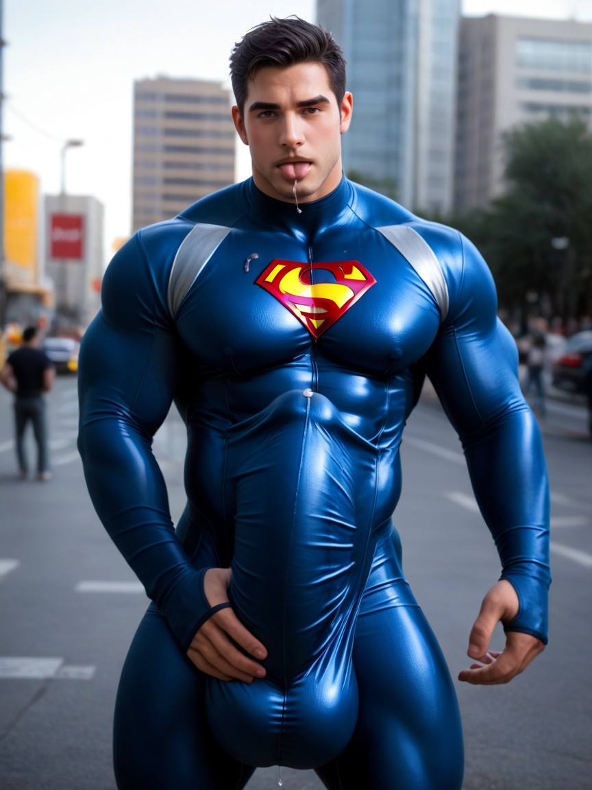 Gigantic Thick And Long Bulge, Erection Pressed Against Chest, Fully Upright Hyper Bulge ゲイAIポルノ