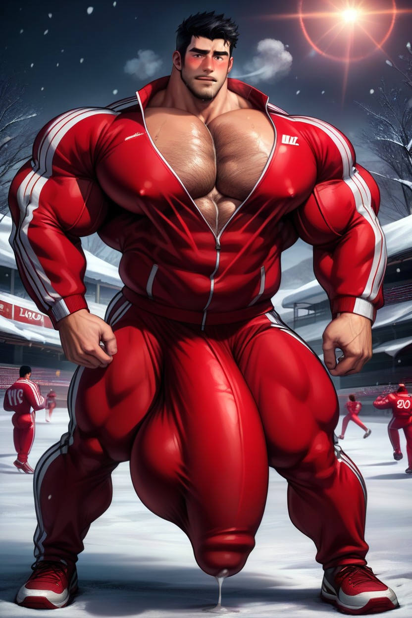 Tracksuit, Tip Of Bulge Near Chin, 大きなお尻 ゲイAIポルノ