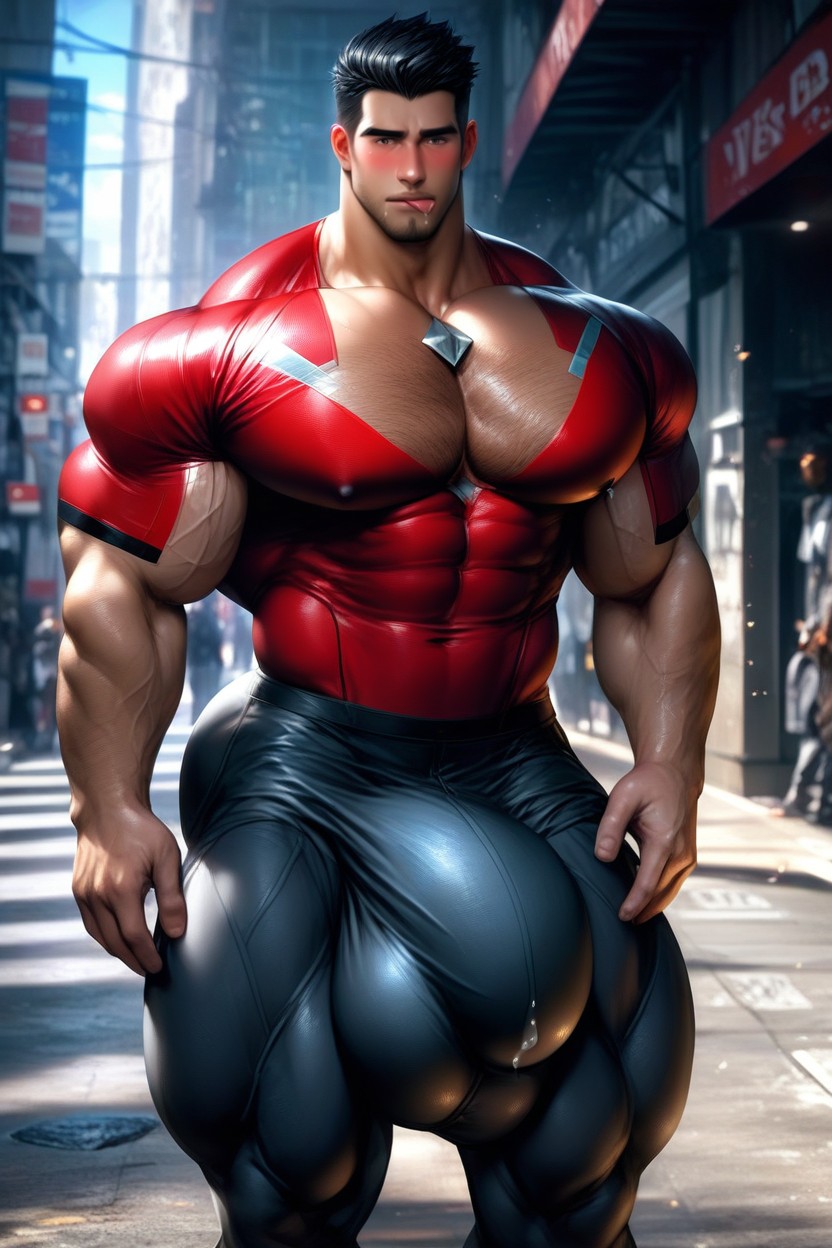 Cock Bulge Between Pecs, Black Hair, Tip Of Bulge Above Pecs AI同性戀黃片