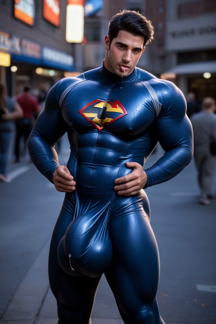 Only Men, Wet Bulge Glans Tip Near Chin, Bulge Thicker And Longer Than Leg AI Gay Porn