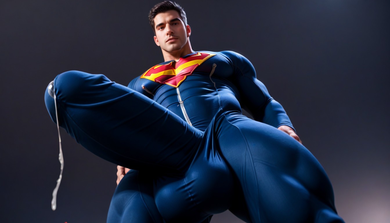 Glans Outline In Fabric, Cock Bulge Between Pecs, 日没 ゲイAIポルノ