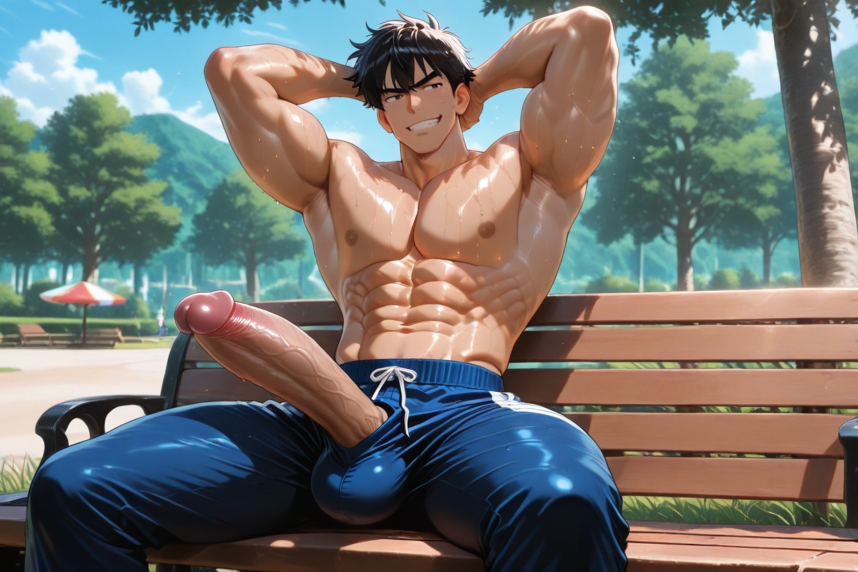 Grinning, Anime Style Manhwa, Only Men ゲイAIポルノ
