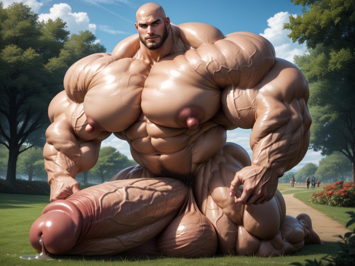 Oversized Hyper Bodybuilder Muscles, Hyper Cock Bigger Than Human, Obese Bodybuilder AI Gay Porn