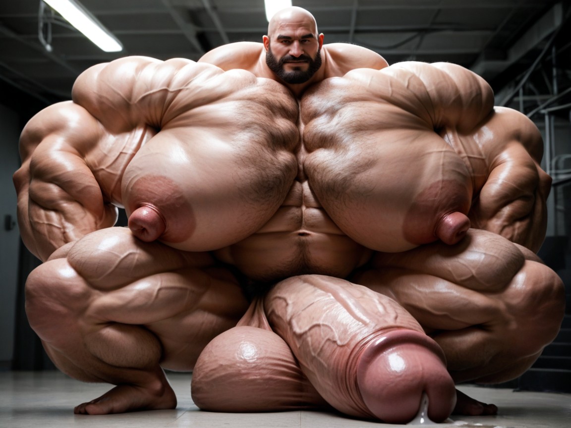 Massive Oversized Hyper Balls, Puffy Nipples, Oversized Hyper Bodybuilder Muscles AI Gay Porn