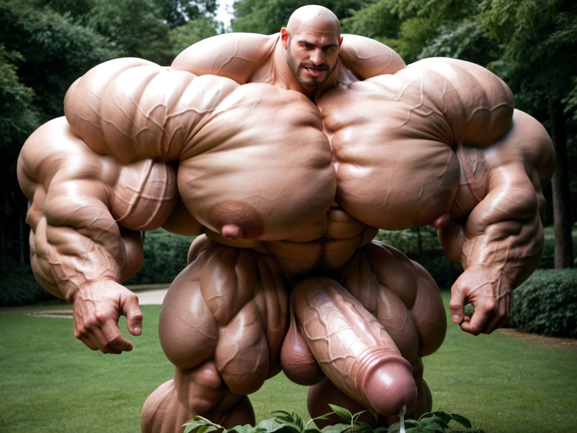 Parque, Massive Oversized Hyper Muscles, Oversized Heavy Hyper Muscles Pornografia gay com IA