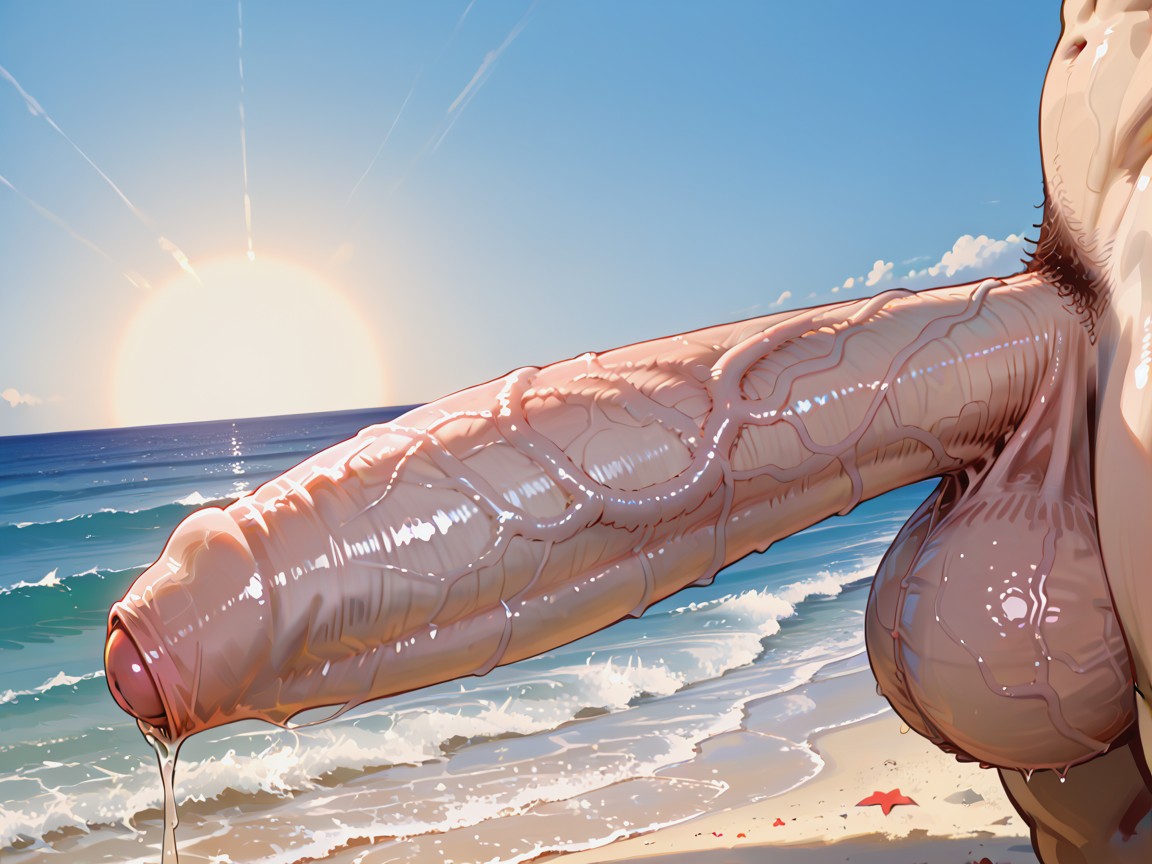 Ultra High Details, Girthy Thick Gigantic Black Penis, Hyper Realistic ゲイAIポルノ