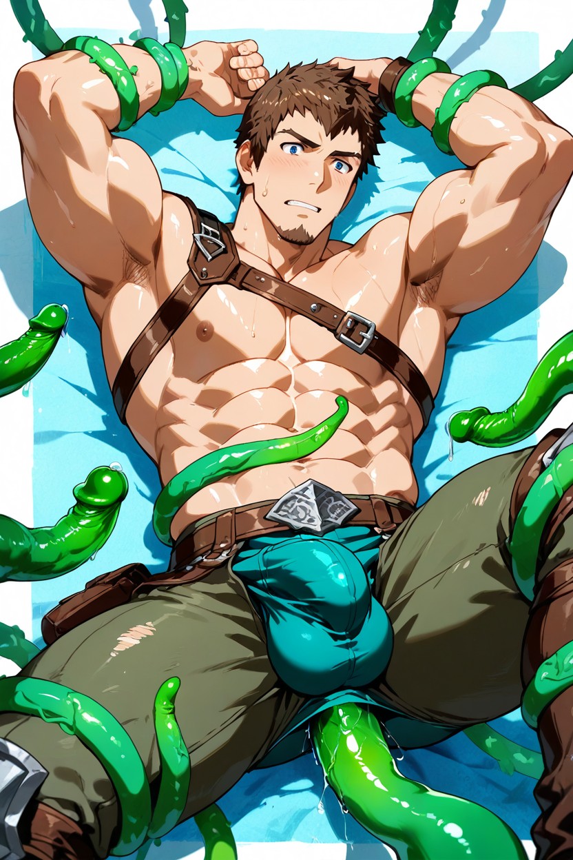 Tentacles Caressing Balls, Girthy Cock Bulge, Cock Bulge Erect Sideways ゲイAIポルノ