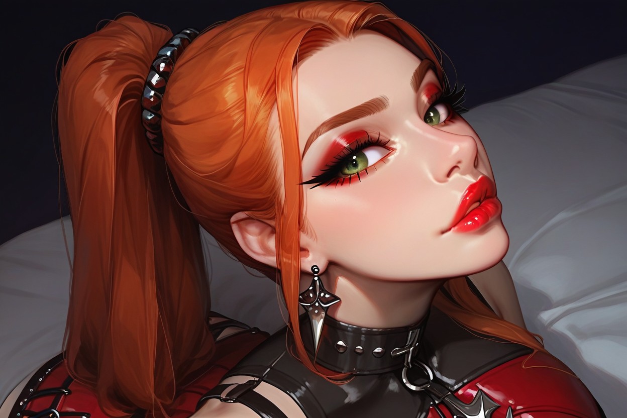 High Resolution, Face View, Bright Glossy Red Lipstick ゲイAIポルノ