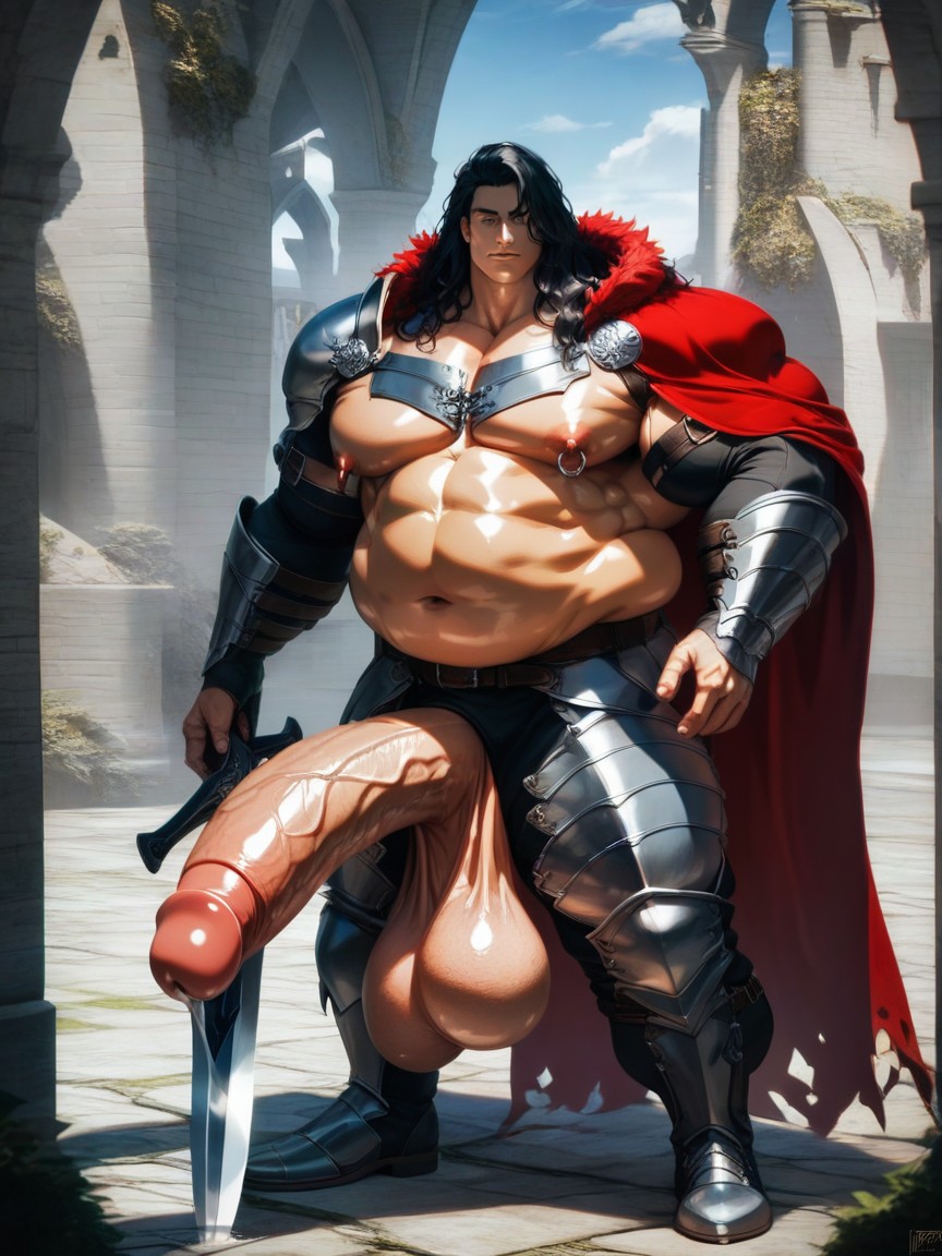 Red Cape, Gigantic Massive Hyper Long Penis, Hyper Genitals ゲイAIポルノ