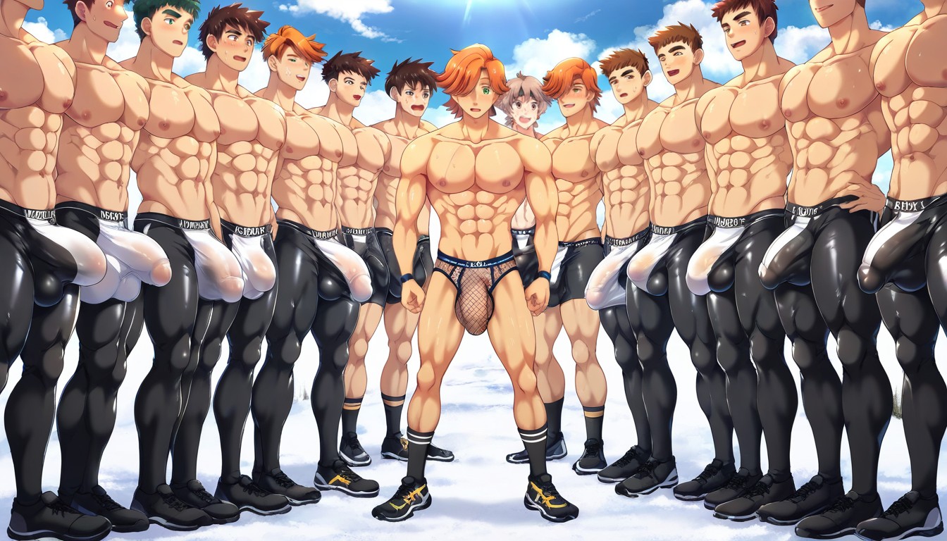All Eyes On Their Lower Bodies, 25+, Prominent Anatomical Bulge ゲイAIポルノ