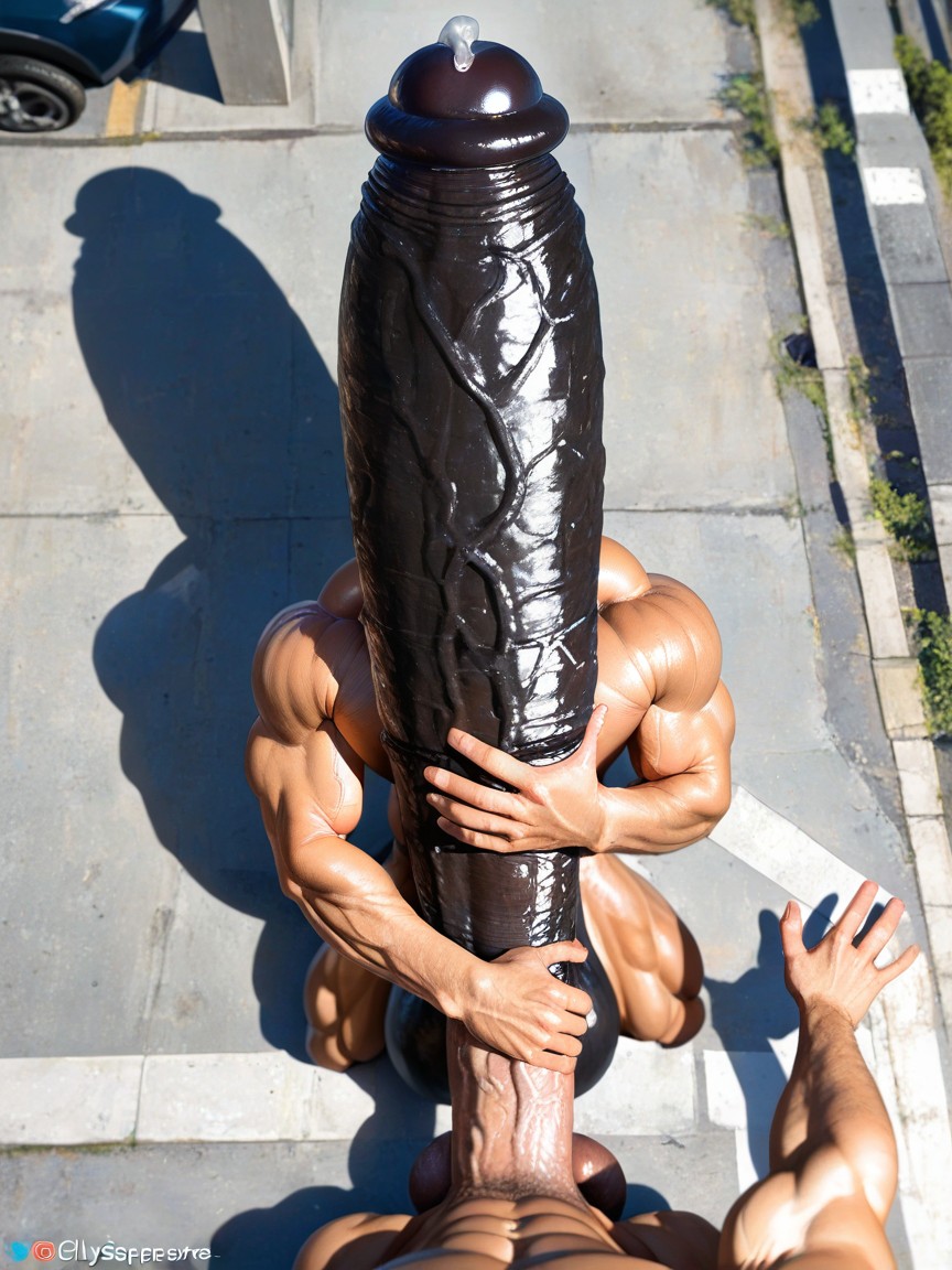 Giant Glans Near Mouth, Gay, 丸刈り ゲイAIポルノ