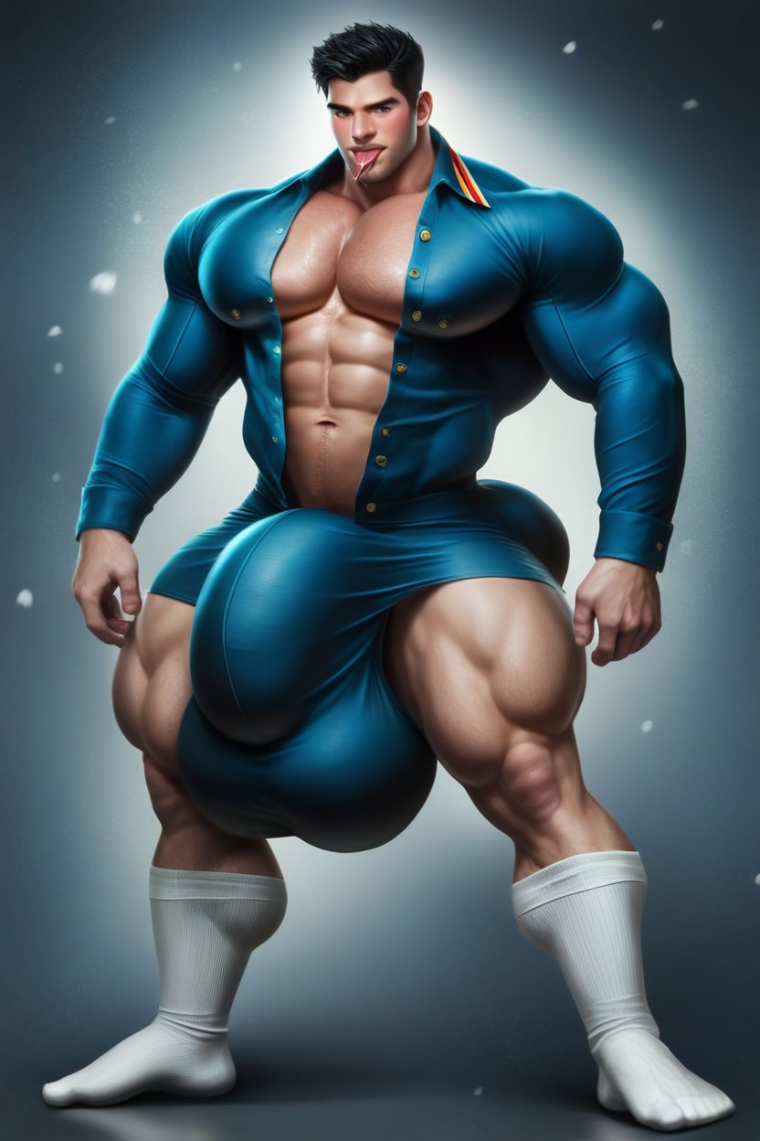 Gigantic Thick And Long Bulge, Square Jaw, Hands Holding Balls ゲイAIポルノ