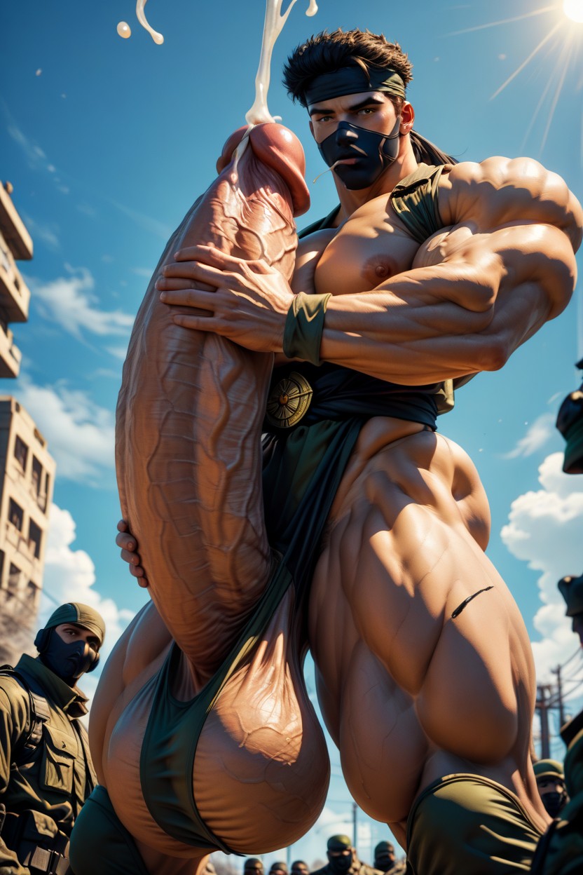 Gigantic Uncut Hyper Penis, Fondling Balls, 忍者 ゲイAIポルノ