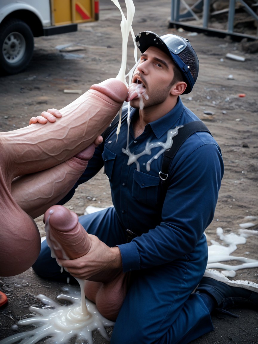 Hugging Cock, Clearly Seperate Distinct Bodies, Public ゲイAIポルノ