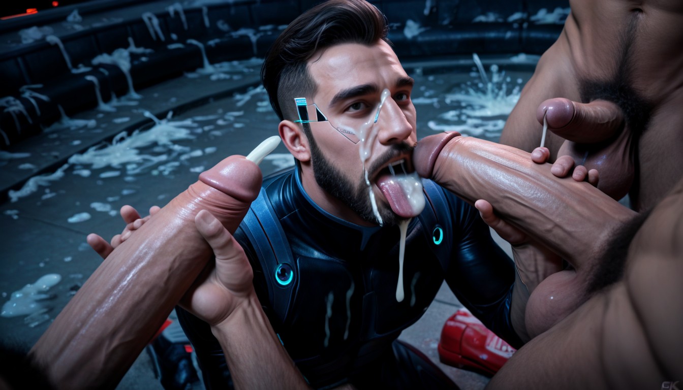 Male Bukkake, Penis Realistically Attached To Crotch, Male Bukkake ゲイAIポルノ