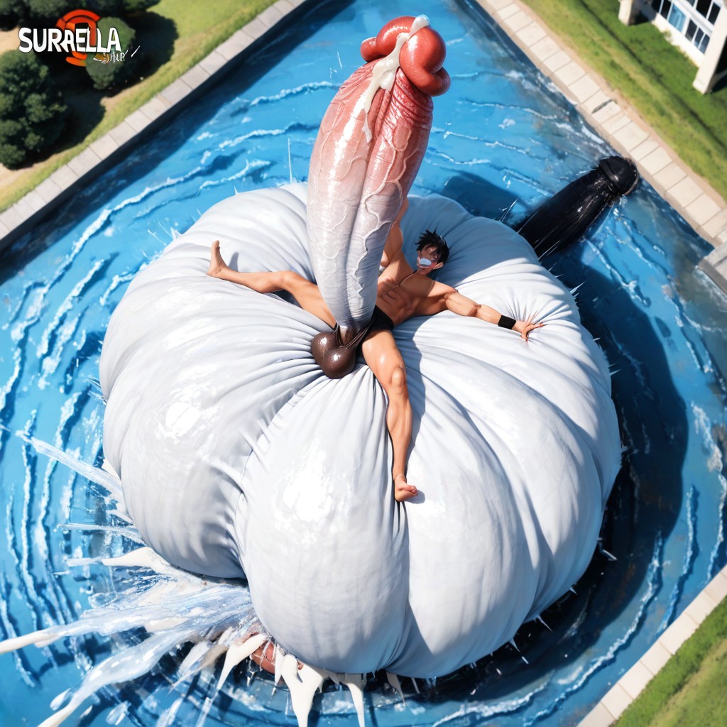 Riding His Own Cock Like A A Horserider, Absurdly Surreally Oversized Hyper Cock Is Big Enough To Rest His Body Weight On, Gay AI同性戀黃片