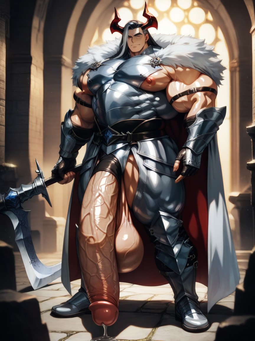 Gigantic Massive Bubble Butt, Bulky Pecs, Black Armor AI Gay Porn