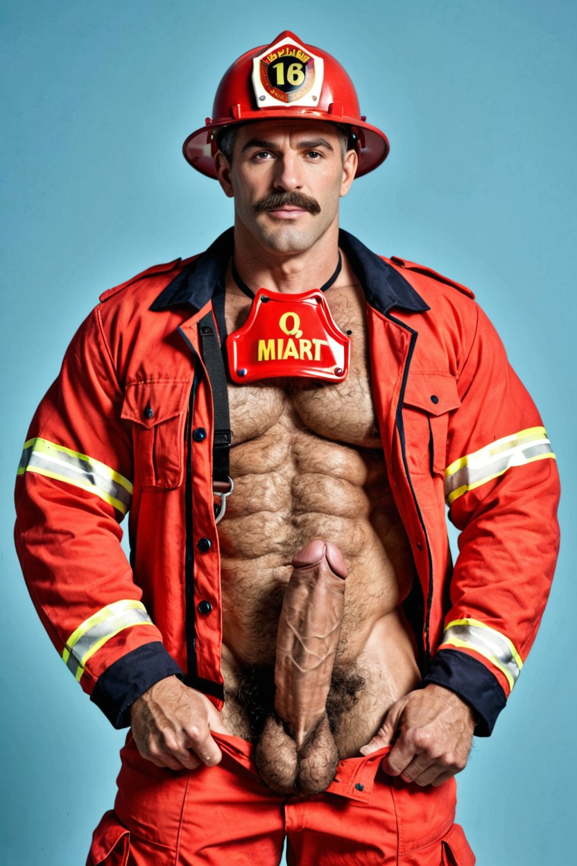 Front View, Very Thick Penis, Policeman AI Gay Porn