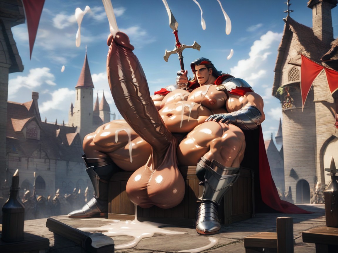 Hyper Genitals, Muscular Pecs, 極端なボトムヘビー ゲイAIポルノ