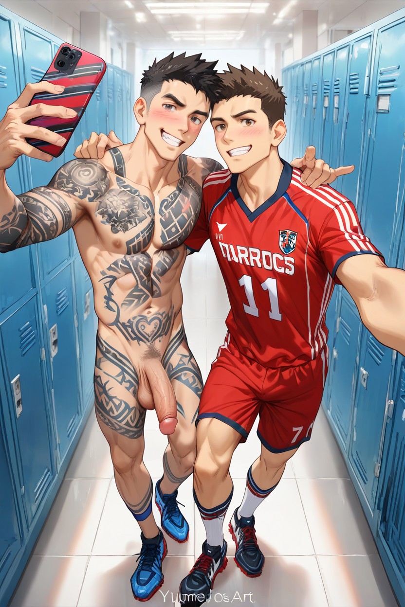 Soccer Jersey, Bottom Naked, Sagging Balls Porno IA Gay