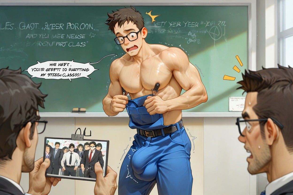 Salle De Classe, Vue De Côté, Boner Porno IA Gay