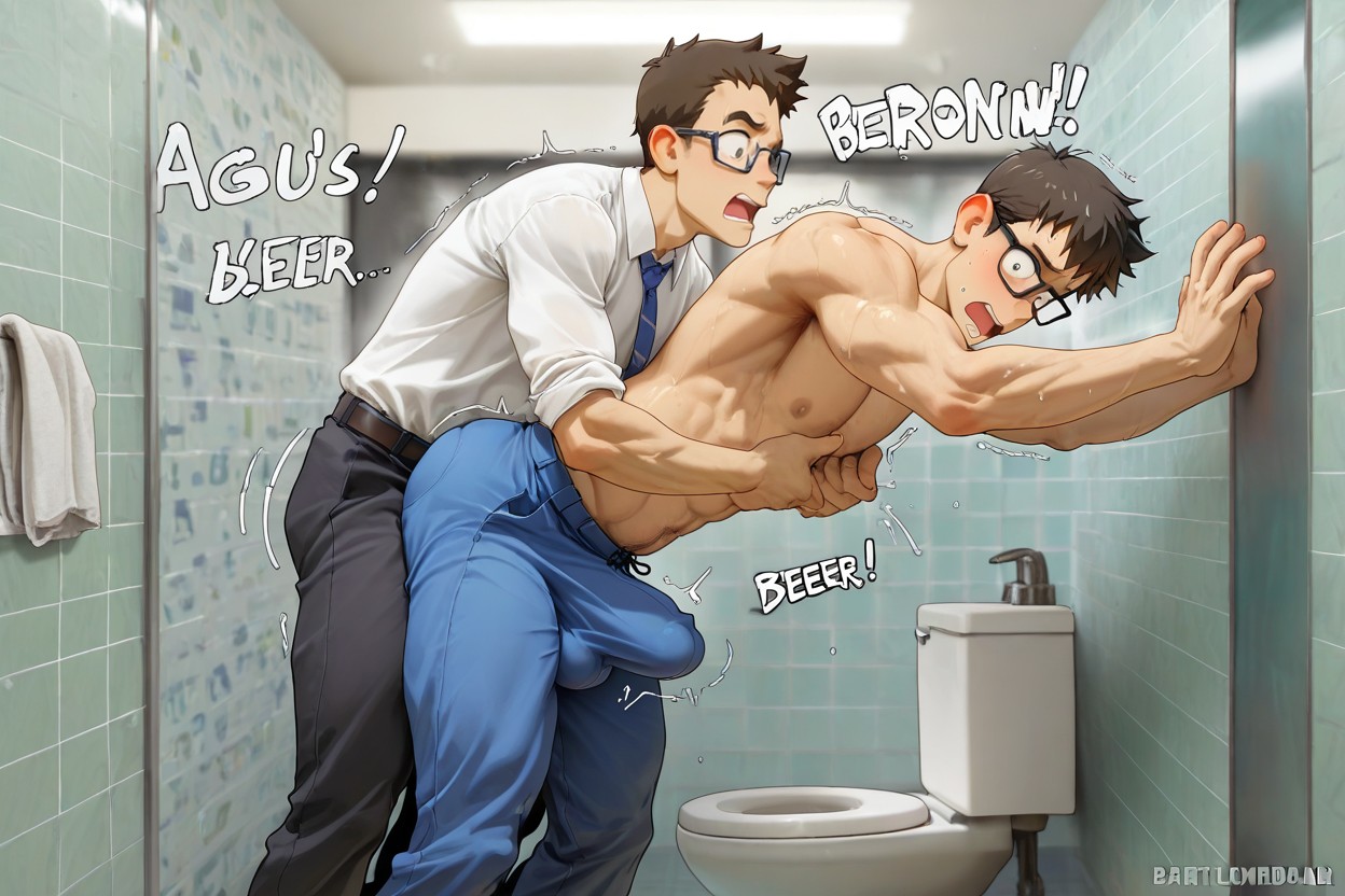 Cabine De Toilette, Thong, Standing Porno IA Gay