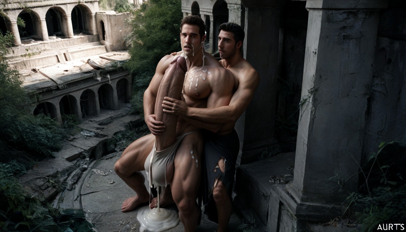 Looking Up At Viewer, Penis Realistically Attached To Crotch, Hugging Porno IA Gay