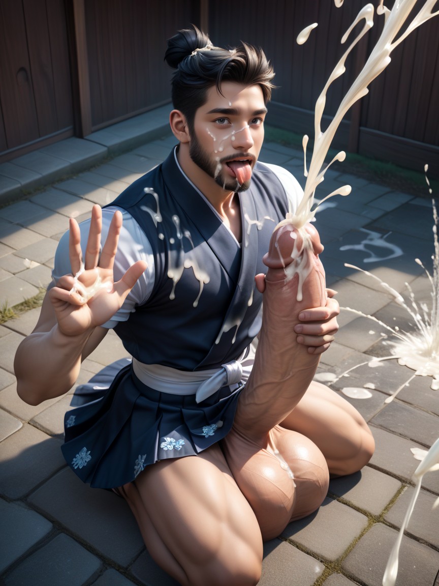 Hugging Cock, Circle Jerk, Impossibly Gigantic Uncut Hyper Penis 게이 AI 포르노