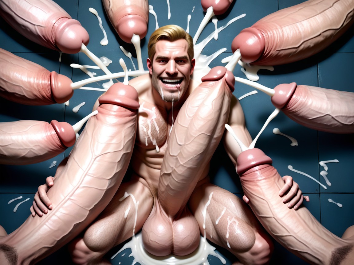 Cum Splatters All Over Him, Hyper Excess Facial Cum, Gigantic Uncut Hyper Penis Porno IA Gay