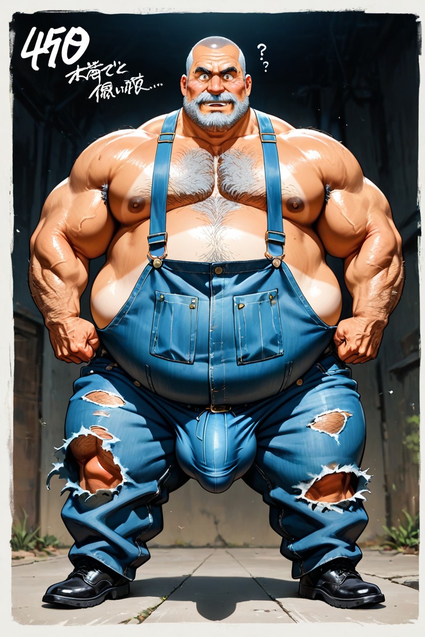 Brusthaar, Fat Full Blob Belly Chubby, Arme Hinter Dem Rücken KI Schwulenporno
