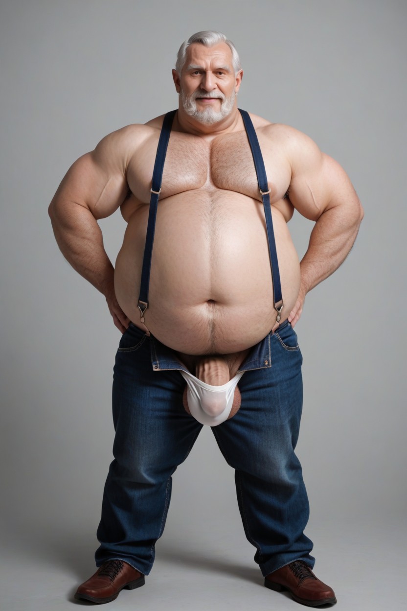 Vêtements Ajustés, Lots Of Thick Grey Body Hair And Armpit Hair Bushes, Large Low Hanging Balls Porno IA Gay