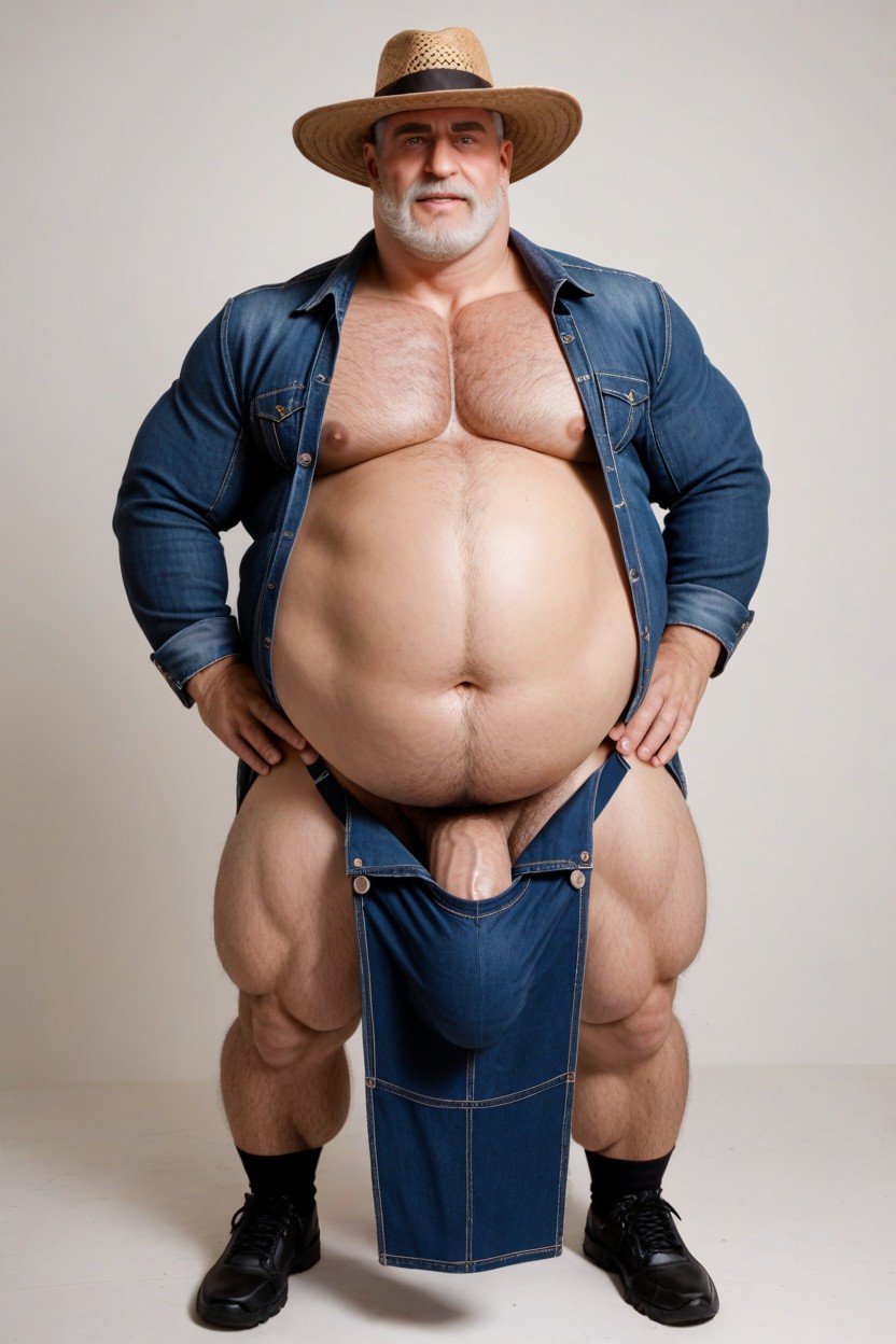 통통한 체형, Receding Hairline Balding Blonde Sparse Hair, Fat Overly Hairy Belly 게이 AI 포르노