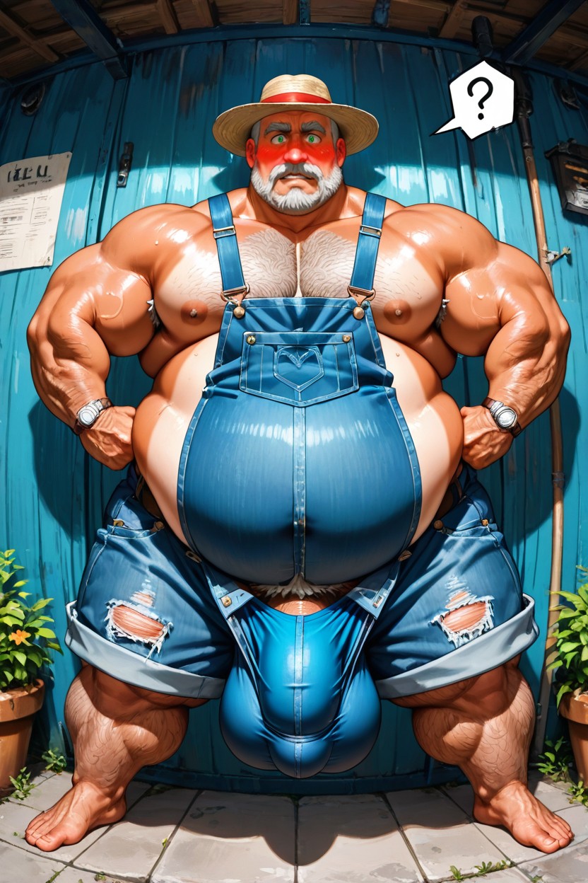 Form Fitting Denim Against Large Penis Bulge Hanging, Male, Gros Porno IA Gay