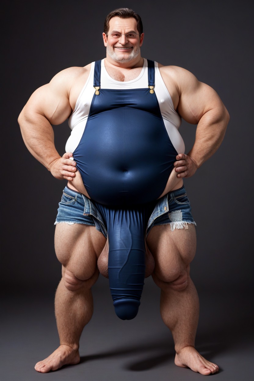 Espiègle, Large Hanging Flaccid Penis Shaft Bulge In Denim, Fully Downward Boner Porno IA Gay
