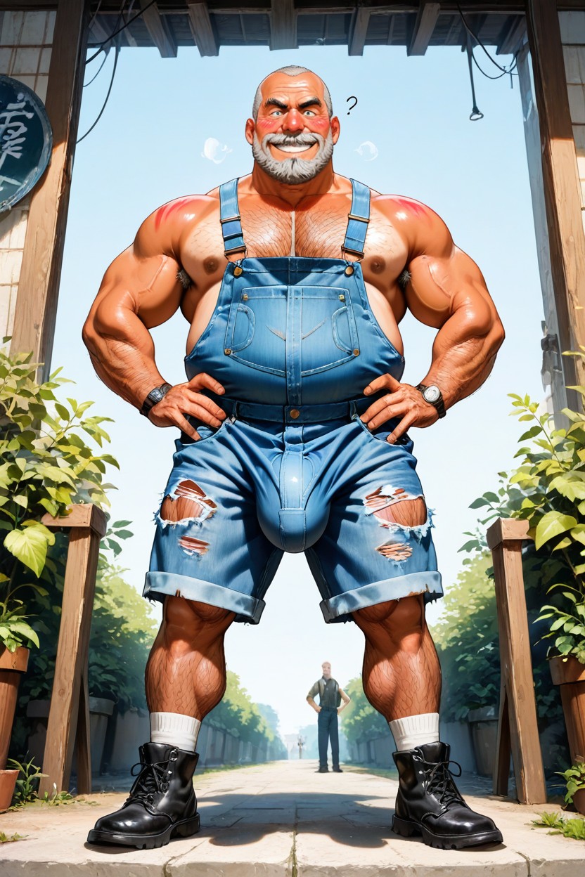 Tons Of Wiry Spindly Bushy Body Hair On Skin All Over, Taller Than Wide, Massive Cock Shaft Bulge Overhanging Balls Low With Heft Against Knee Porno IA Gay