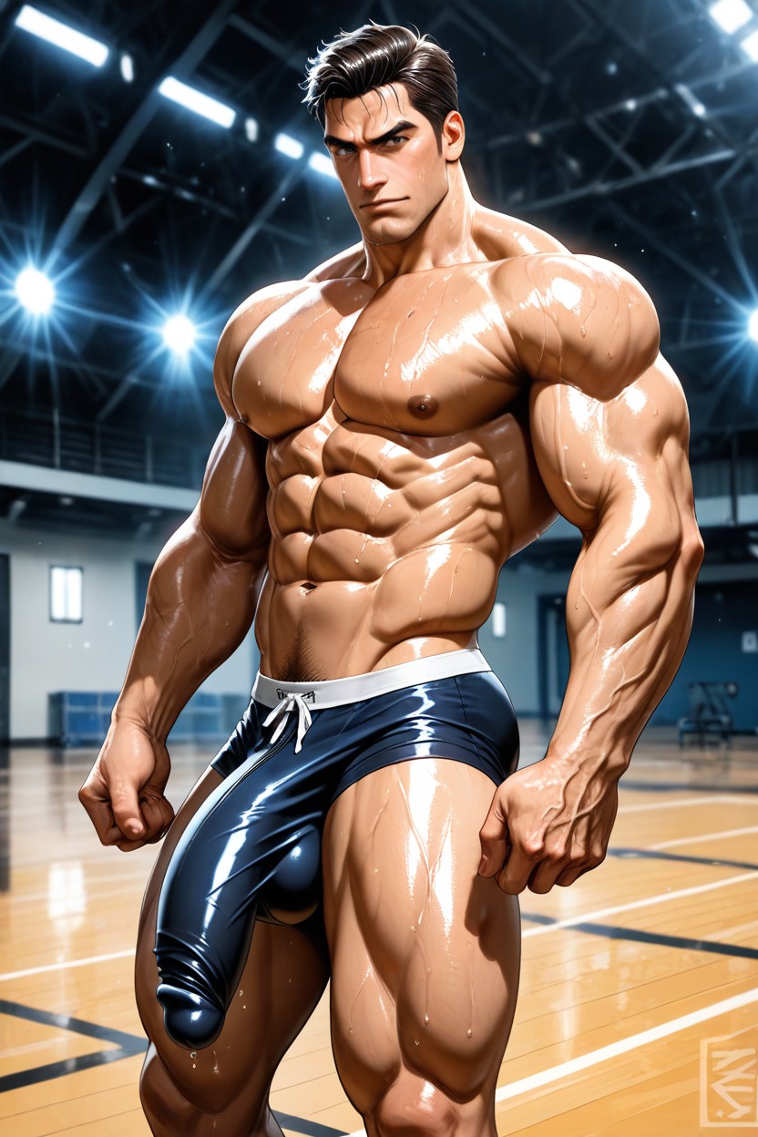 Sweaty, Heroic Pose, Toned Physique ゲイAIポルノ