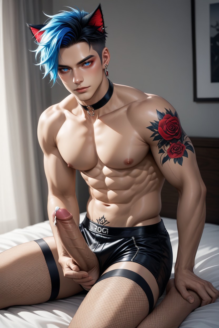Idole K-pop, Visible Abs, Oreilles De Chat Porno IA Gay