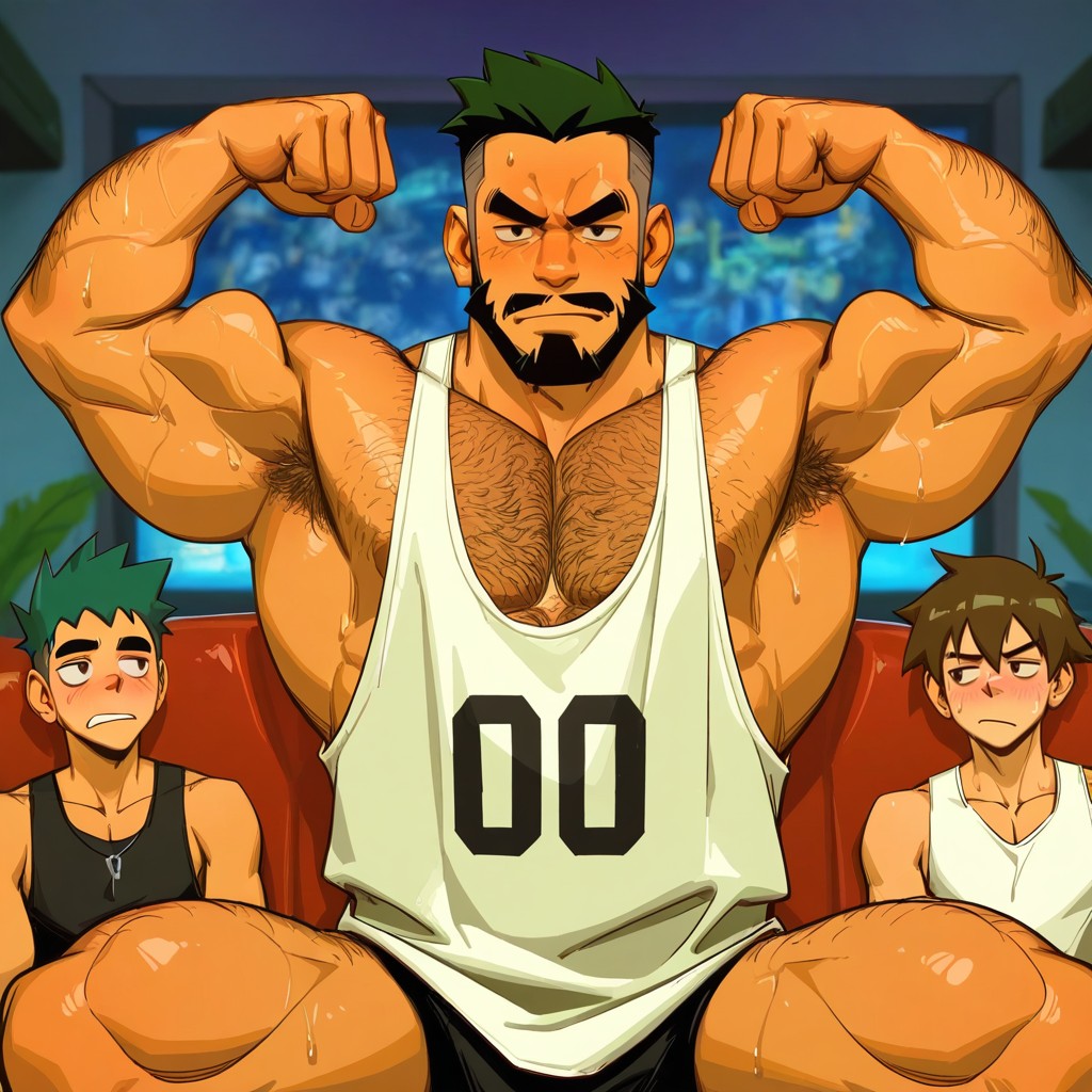 Massive Dicks Exposed, Soft Art Style, Flexing Massive Vascular Biceps 게이 AI 포르노