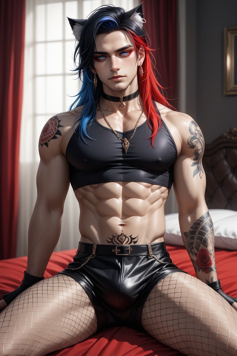 Fishnets Stockings, Precum, Tatouage Porno IA Gay