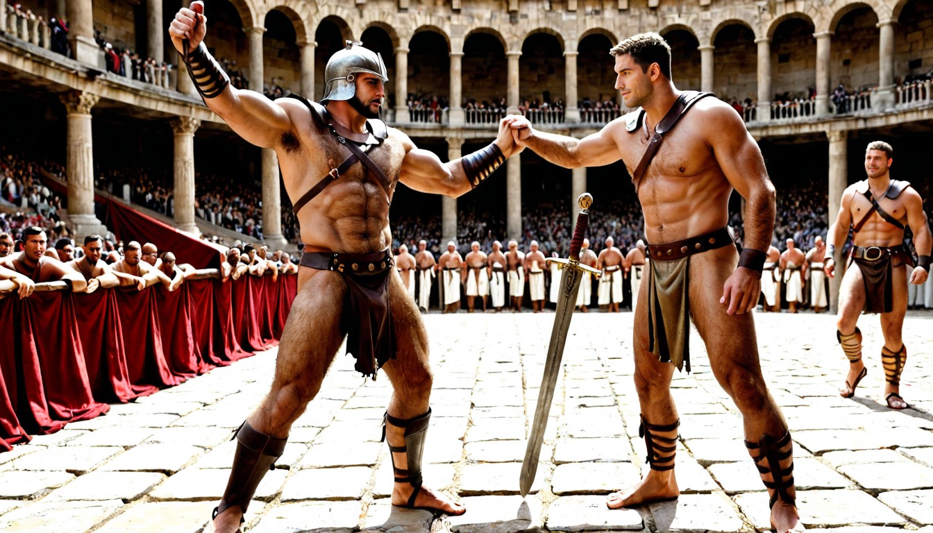 Excessive Hairy Body, Large Muscular Roman Gladiator, Bobcut Porno IA Gay