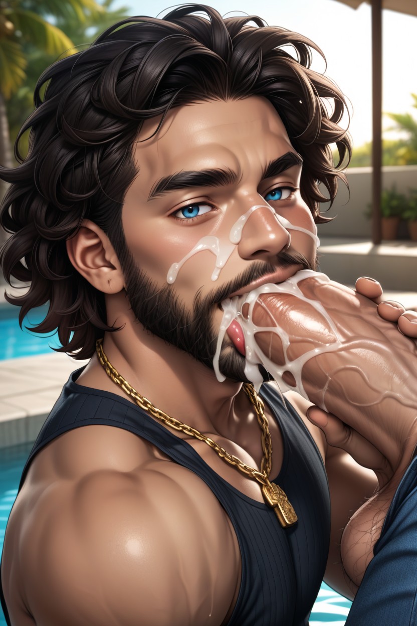 18+, Hairy Balls, Hyper Cum On Face Porno IA Gay