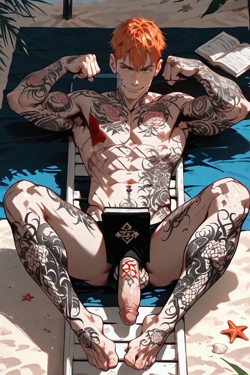 생강, 미소 짓다, Smiling Contentedly 게이 AI 포르노