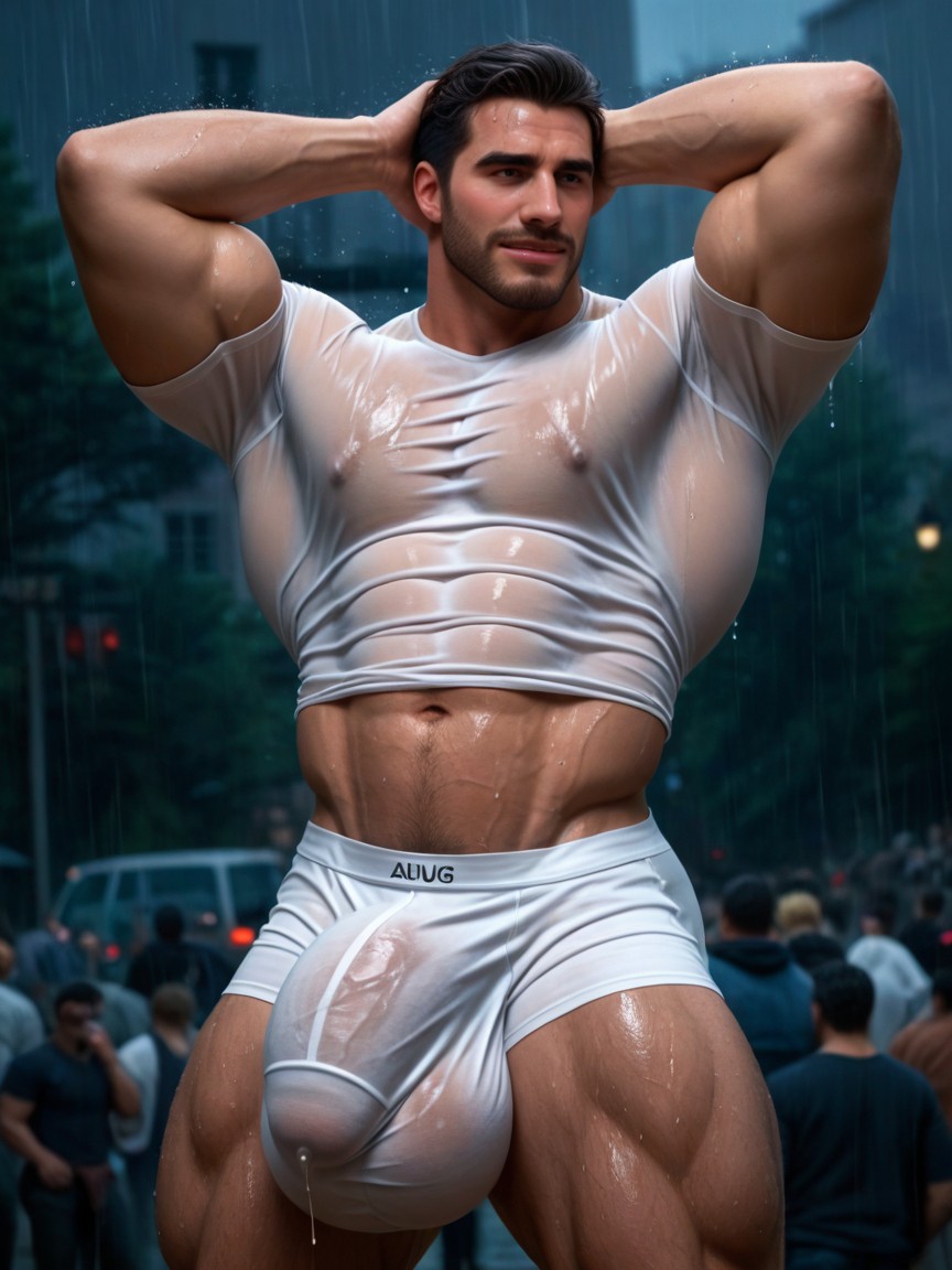 Giant Hyper Balls, Upward Curved Cock, Gay Porno IA Gay