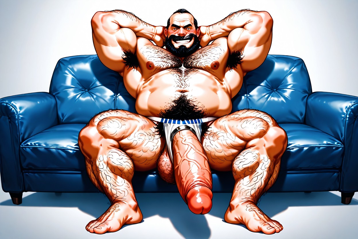 Lying Back On Couch Relaxing Arms Behind Head, 全身, 胸毛 AI同性戀黃片