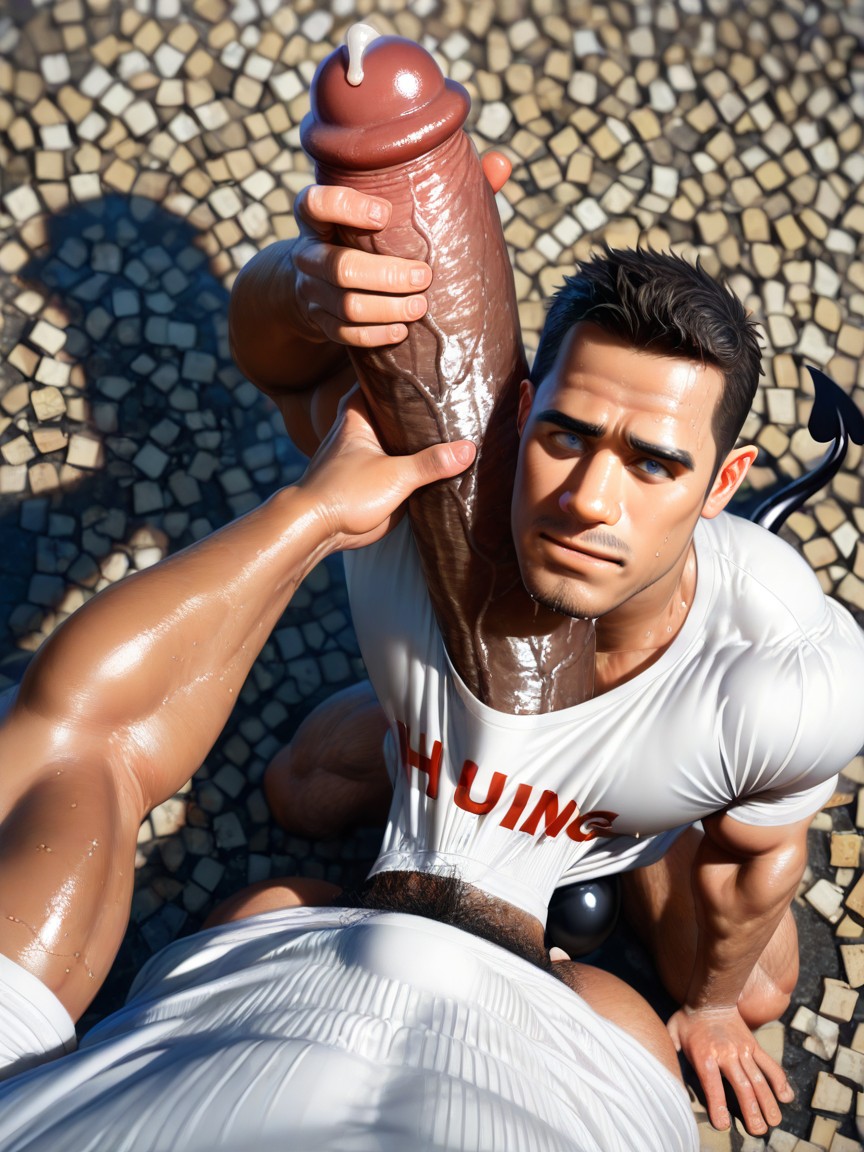 Handjob, Gigantic Fully Erect Uncut Penis, Realistic AI同性戀黃片