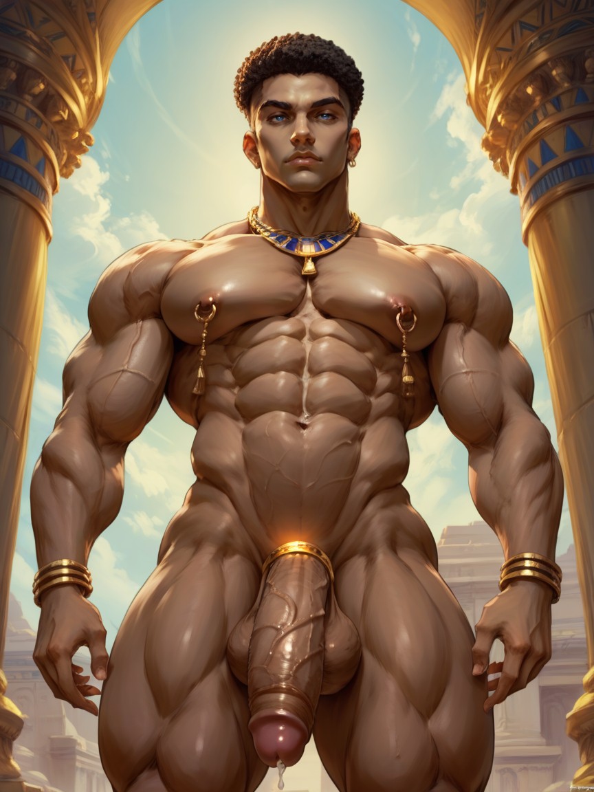 Dunkle Braune Haut, Extremely Heavy Ornate Golden Cock Ring, Huge Long Foreskin KI Schwulenporno