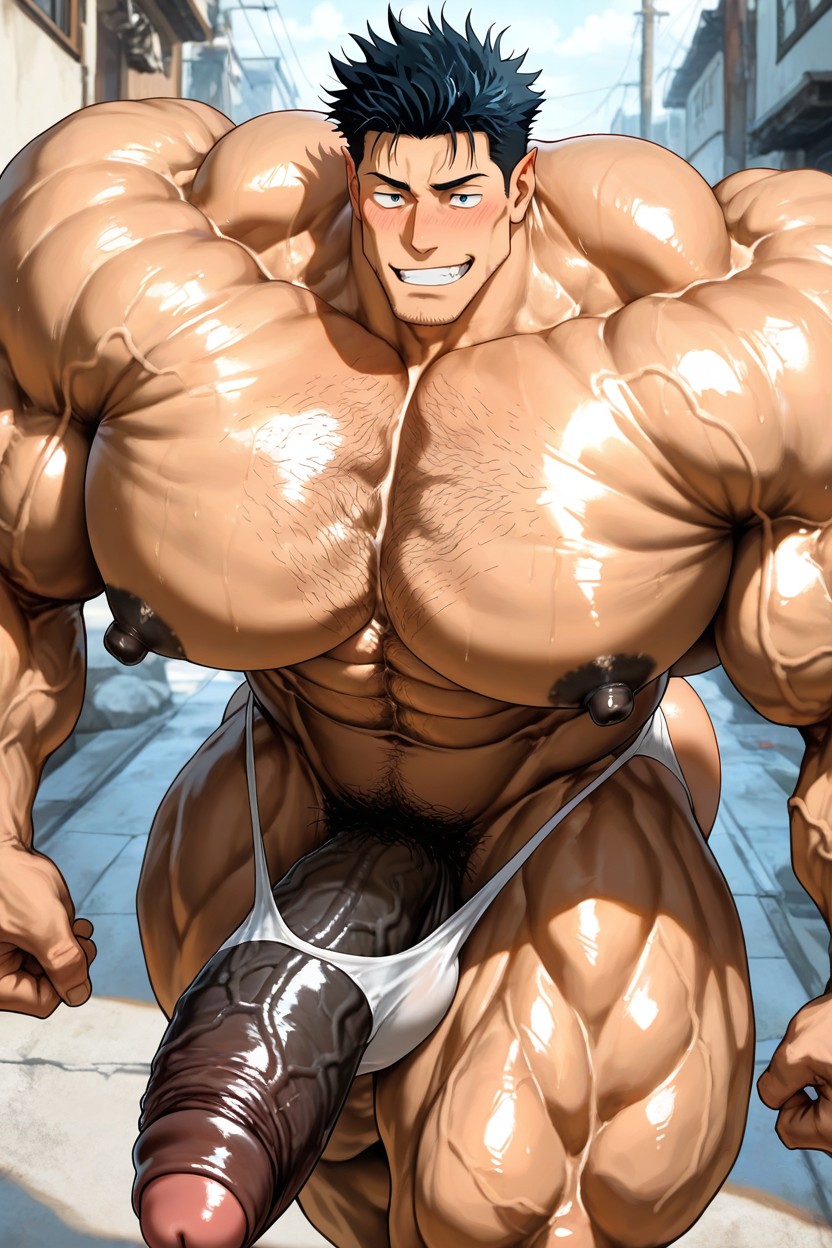 No Underwear, Colossal Muscularity, Hairy Porno IA Gay