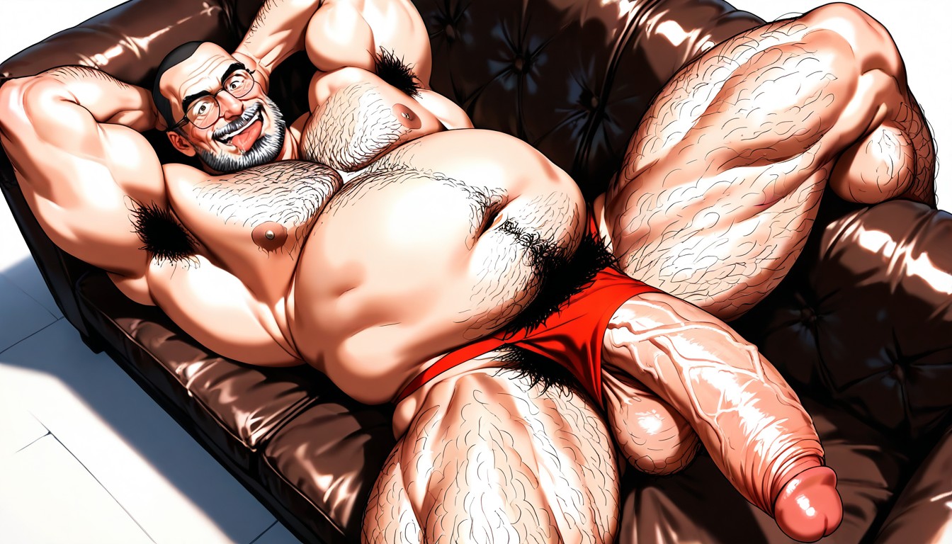 Heure Bleue, Thick Body Hair Covers His Arms And Chest And Jaw Like Fur, Solo Porno IA Gay