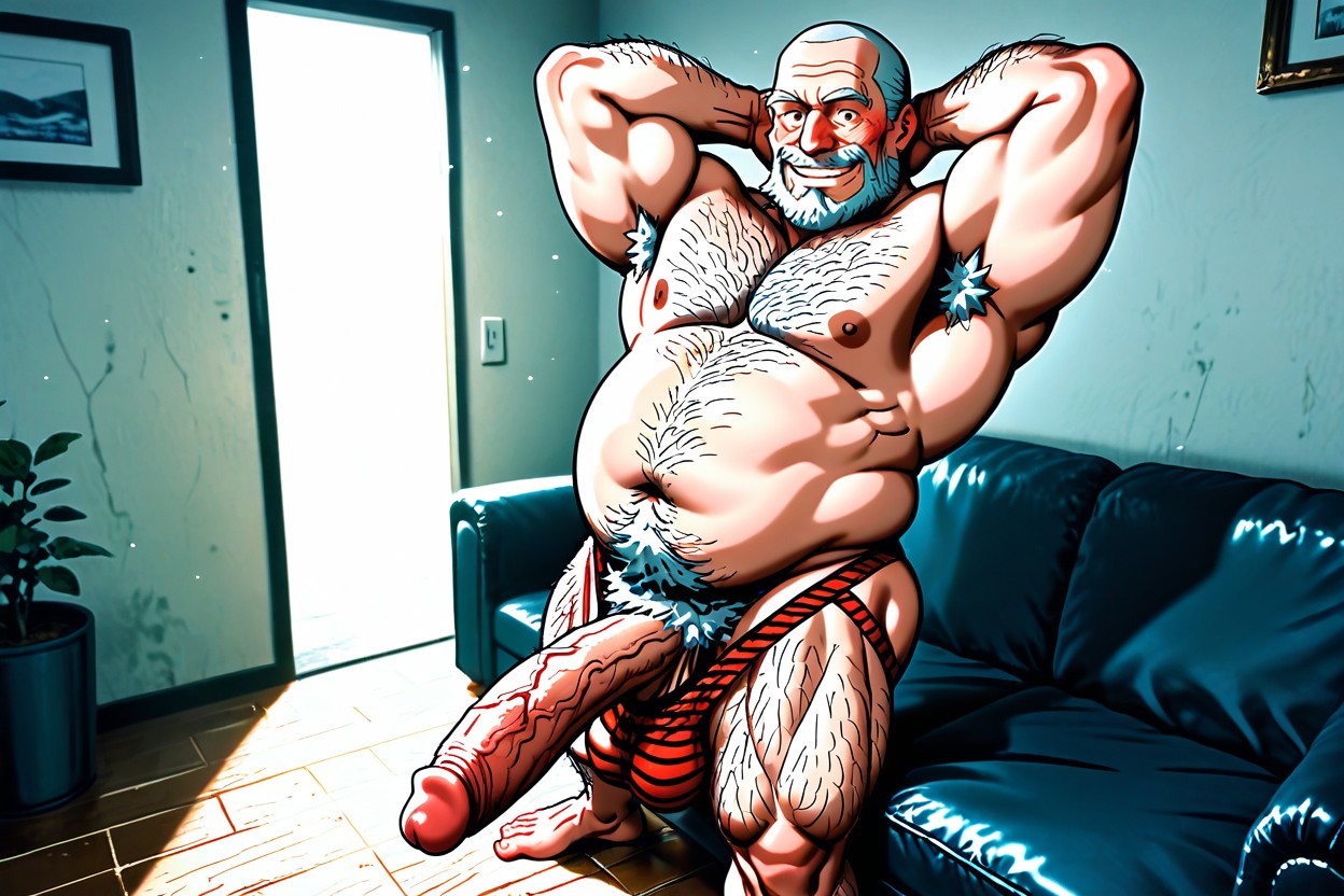 Regarder La Visionneuse, Excessively Thick Wiry Spindly Coating Of Fibrous Body Hair Cover His Entire Torso, Vue De Face Porno IA Gay